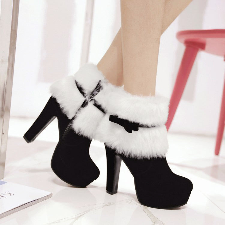 Women's High Heel Boots – Festive Bow Accent