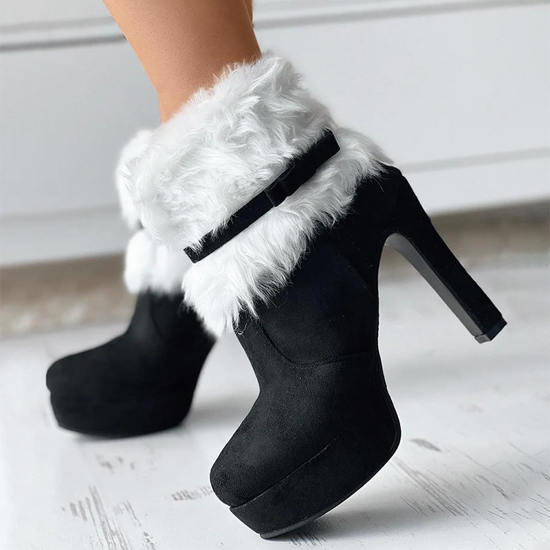 Women's High Heel Boots – Festive Bow Accent