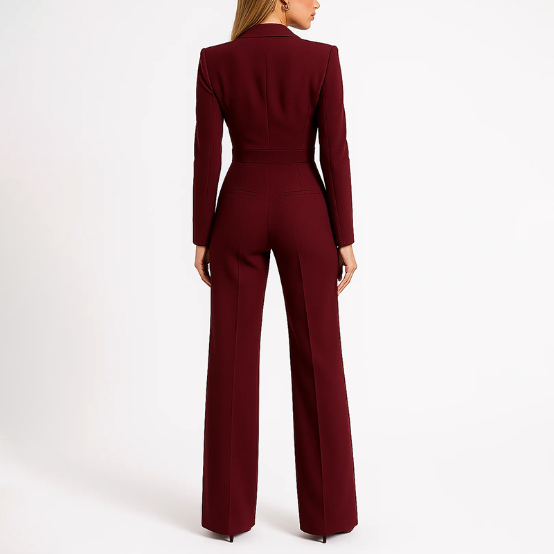 Women's Wide-Leg Jumpsuit - Elegant Blazer Style
