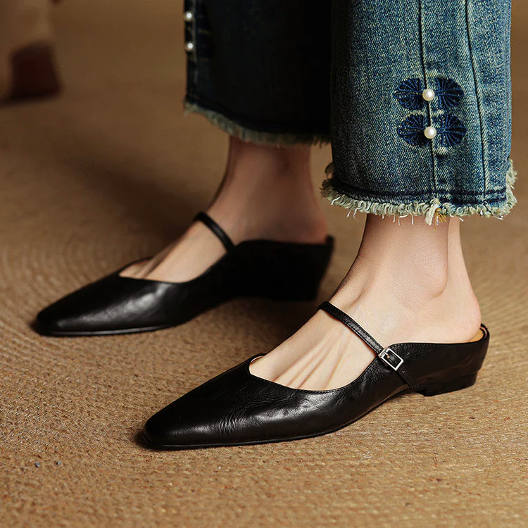 Leather Mary Jane Mules | Genuine Comfort