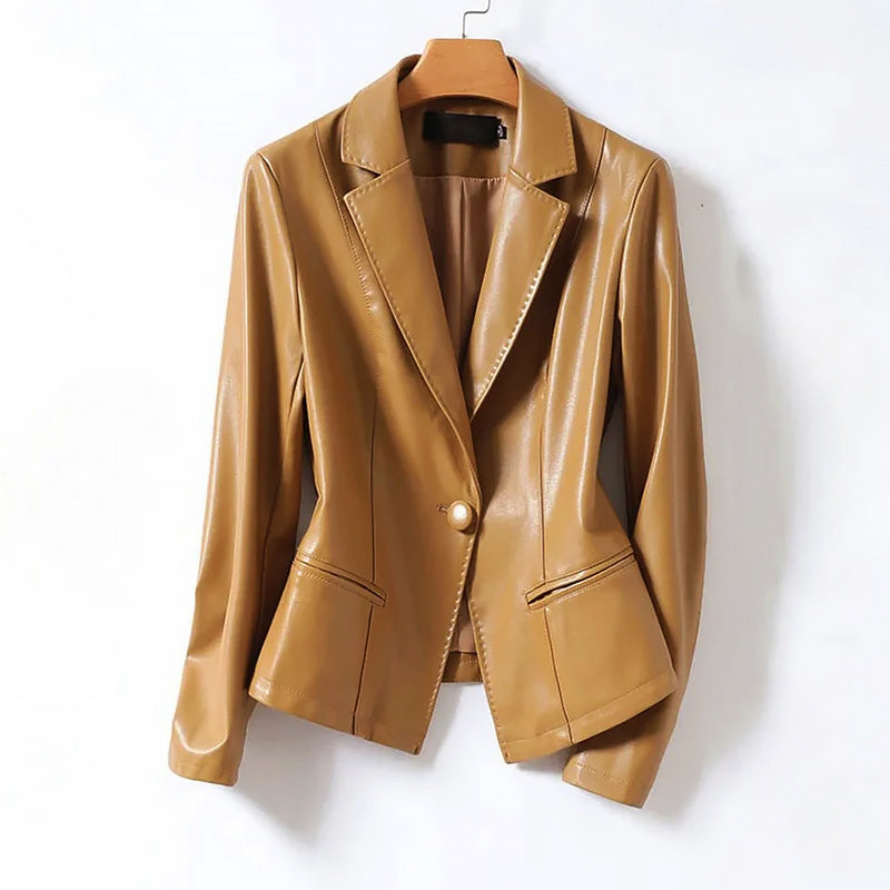 Women Leather Blazer – Genuine Tailored Jacket