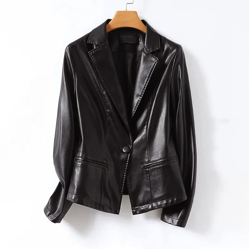 Women Leather Blazer – Genuine Tailored Jacket