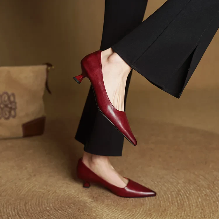 Women's Leather Kitten Heels – Comfortable Work Footwear