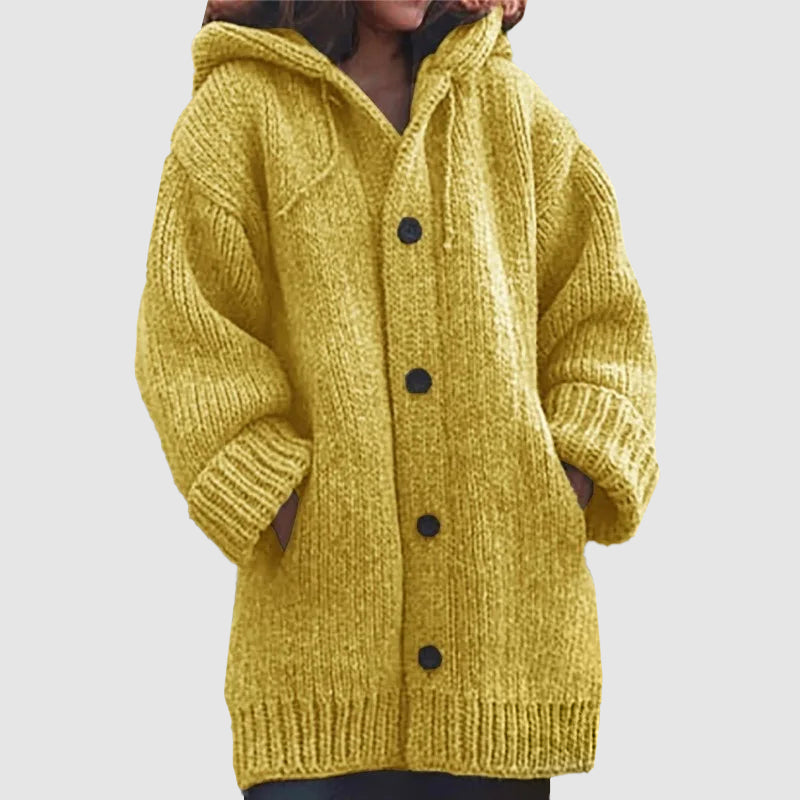 Hooded Chunky Knit Cardigan Oversized