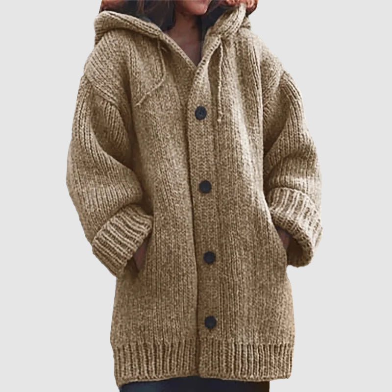 Hooded Chunky Knit Cardigan Oversized