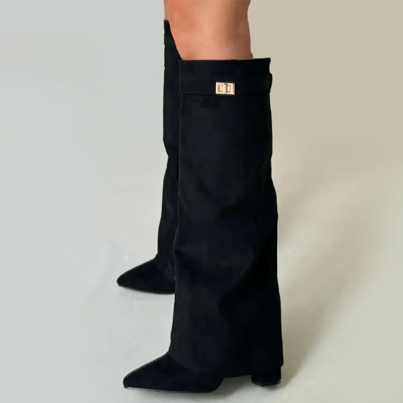 Women Knee-High Boots - Suede Elegance