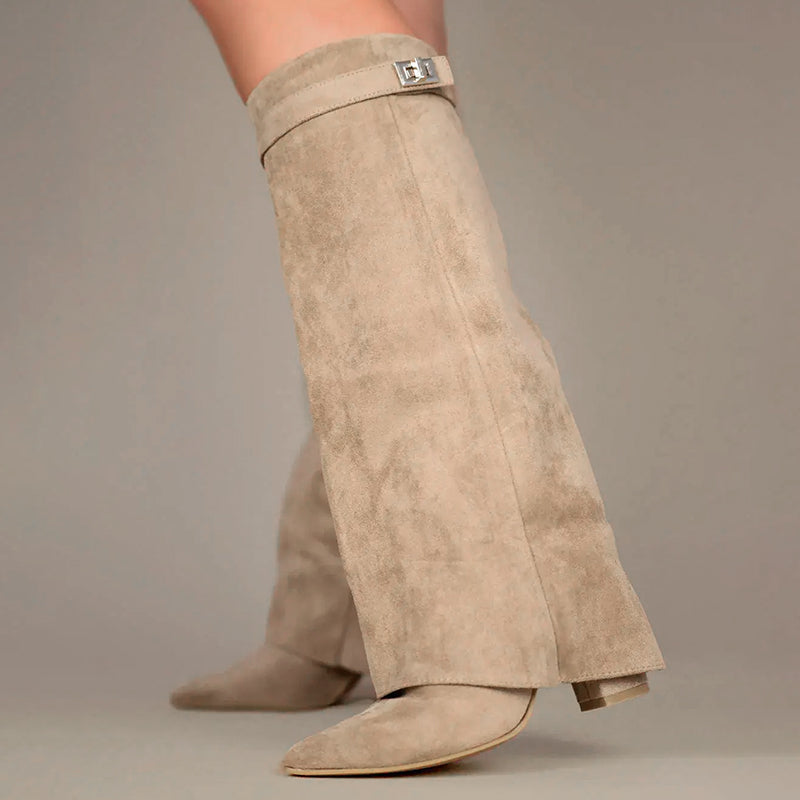 Women Knee-High Boots - Suede Elegance