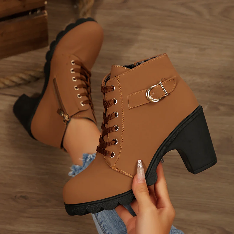 Women Lace-Up Boots | Chunky Heel