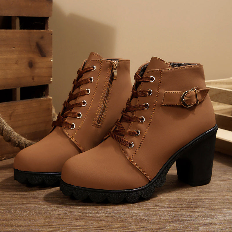Women Lace-Up Boots | Chunky Heel