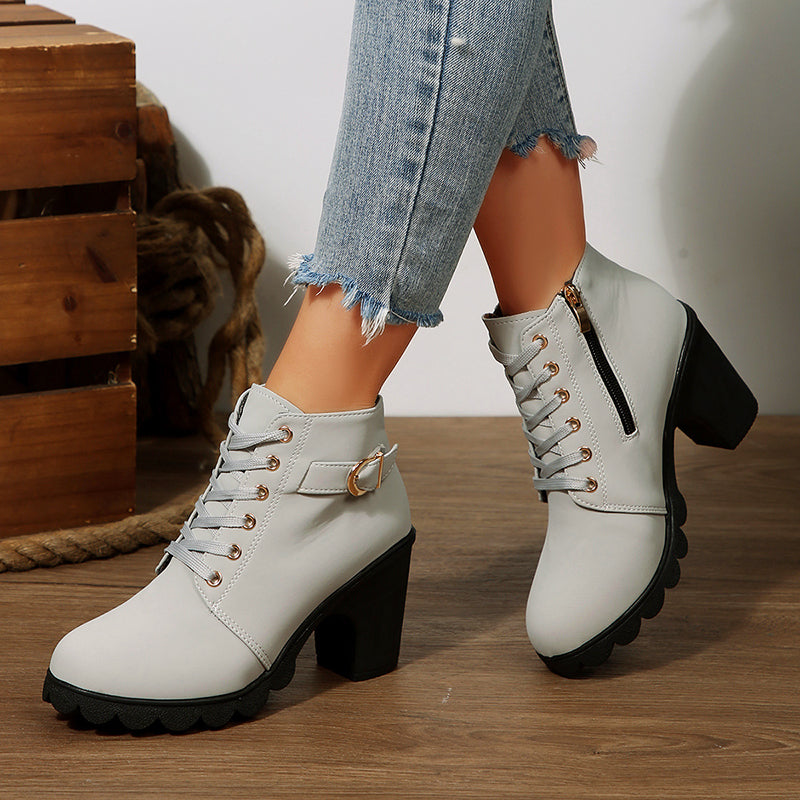 Women Lace-Up Boots | Chunky Heel