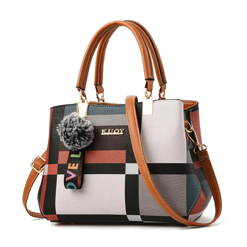 Plaid Shoulder Handbag – Medium Elegant Tote