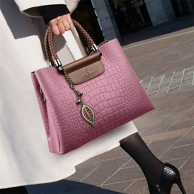 Textured Shoulder Bag | Crocodile Pattern