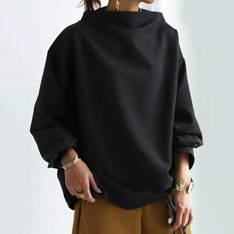 Women Oversized Top – Folded Collar Blouse