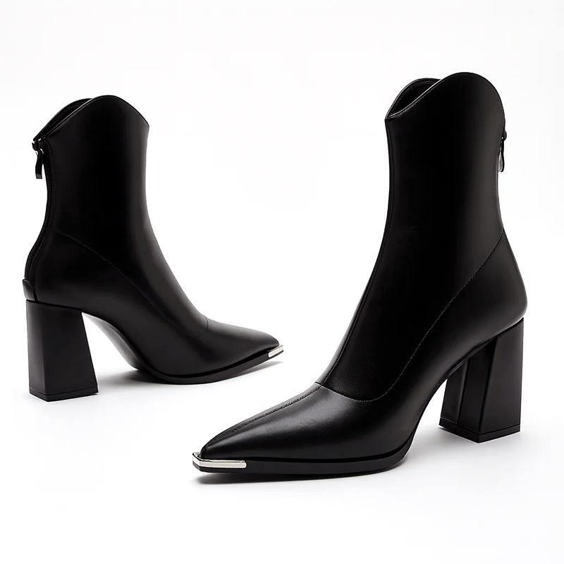 Women Ankle Boots | Pointed Toe Metal Tip