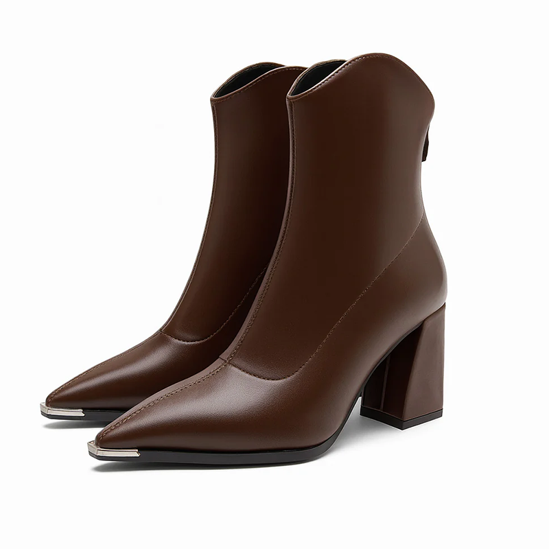 Women Ankle Boots | Pointed Toe Metal Tip