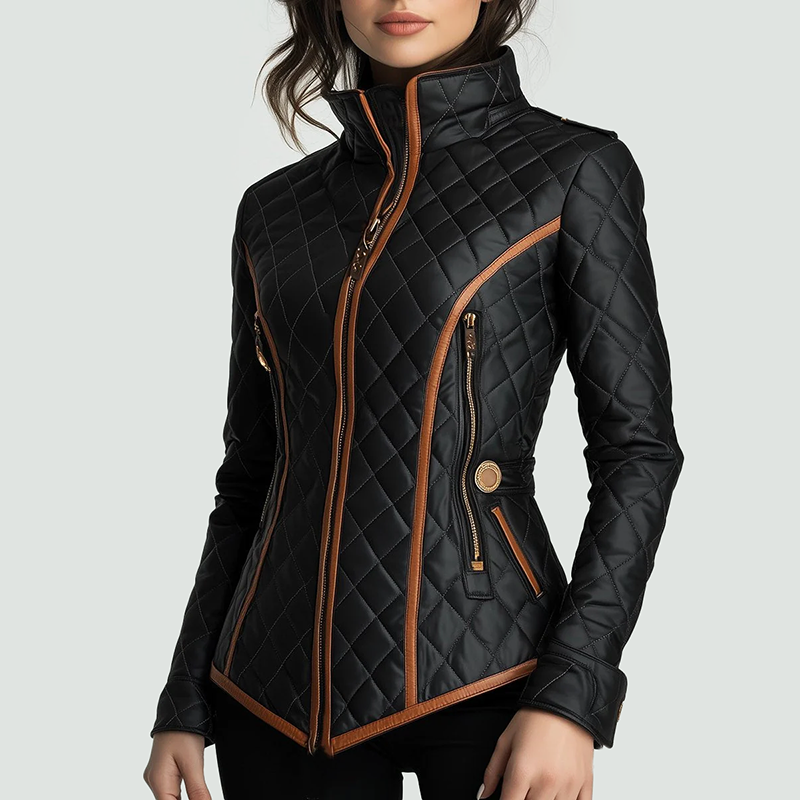 Women's Quilted Jacket With Contrast Trim