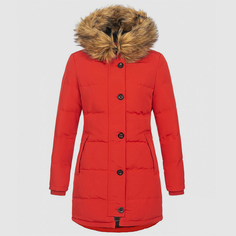 Women's Winter Parka – Slim-Fit Faux-Fur Hood