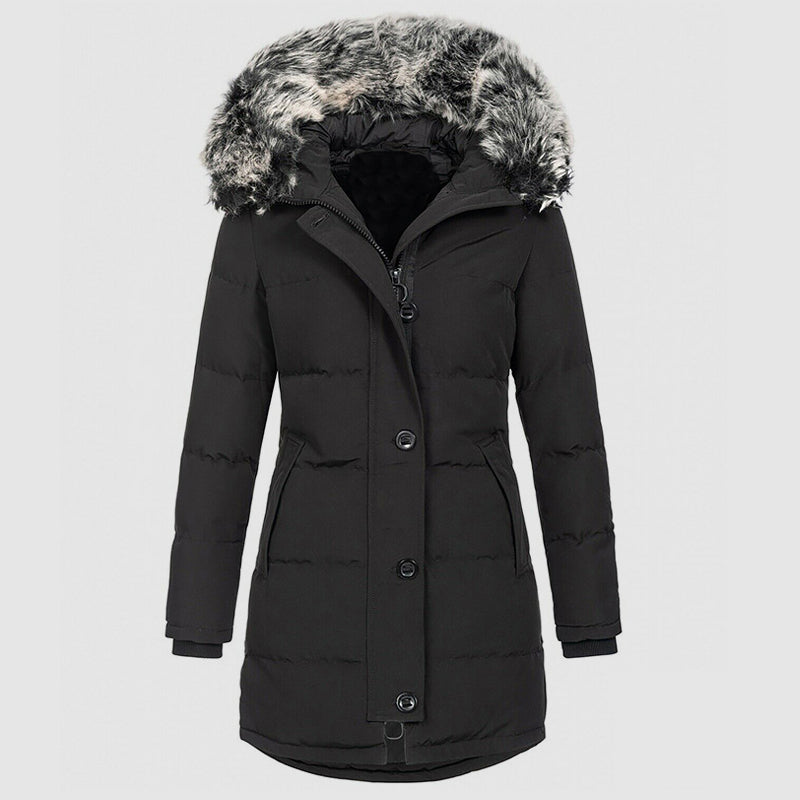 Women's Winter Parka – Slim-Fit Faux-Fur Hood