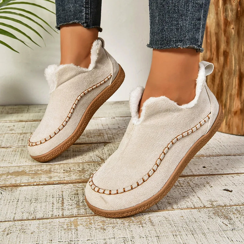 Women Slip On Boots – Faux Suede Plush Lined