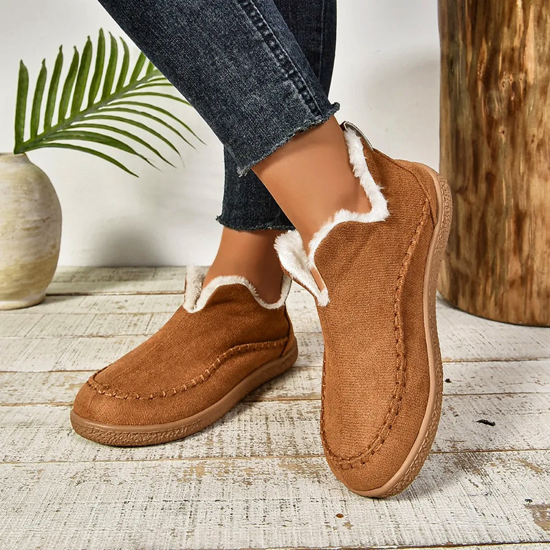 Women Slip On Boots – Faux Suede Plush Lined