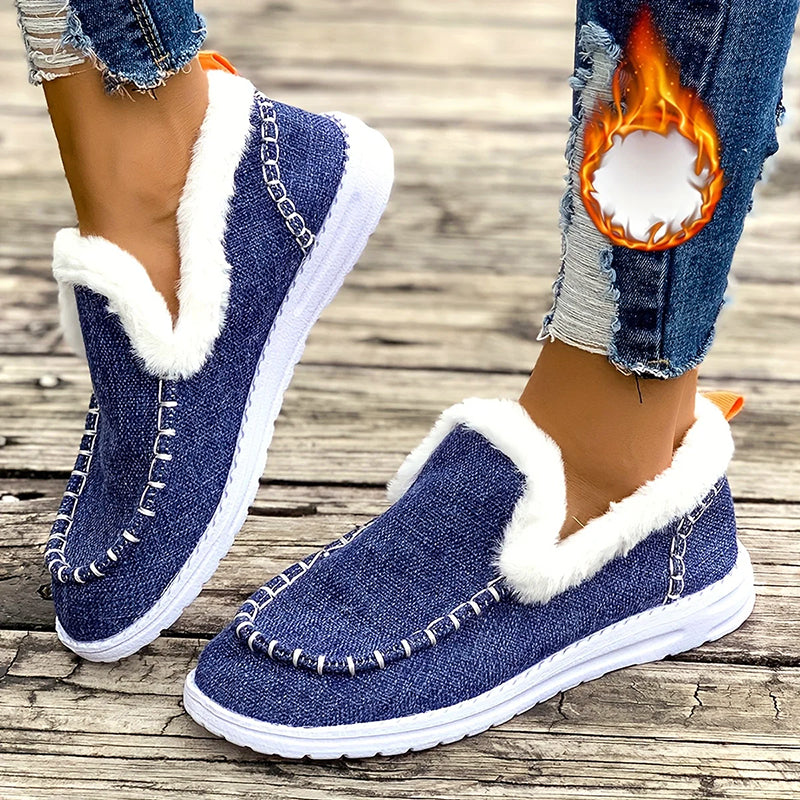 Women's Slip-On Winter Shoes - Cozy Faux Fur
