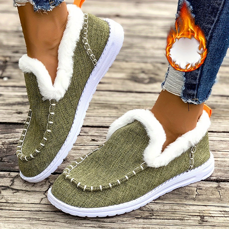 Women's Slip-On Winter Shoes - Cozy Faux Fur