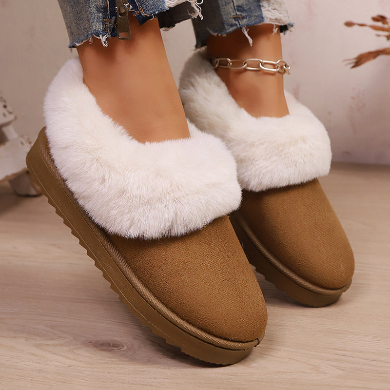 Women's Suede Slip-Ons – Cozy Faux Fur Trim
