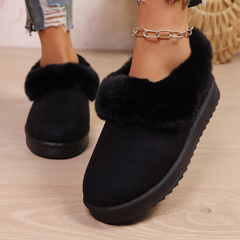 Women's Suede Slip-Ons – Cozy Faux Fur Trim