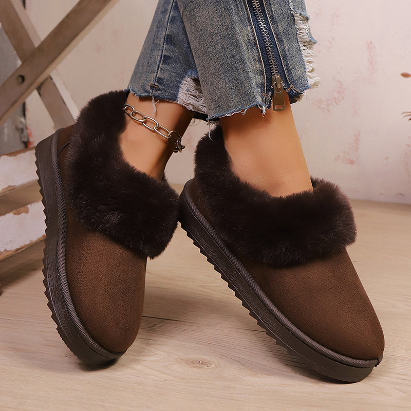 Women's Suede Slip-Ons – Cozy Faux Fur Trim