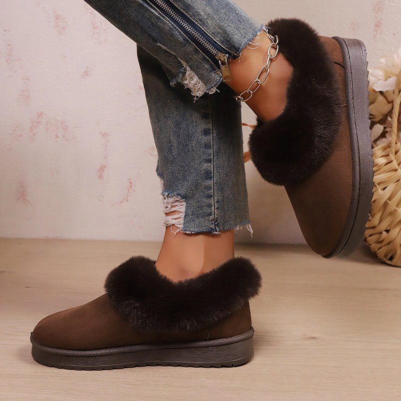 Women's Suede Slip-Ons – Cozy Faux Fur Trim