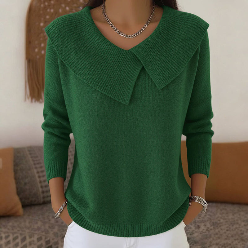 Women's Knit Sweater - Wide Collar