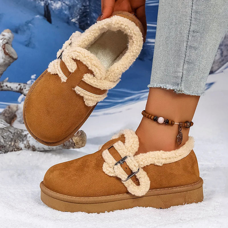 Women's Suede Slip-On Shoes - Sherpa Lined