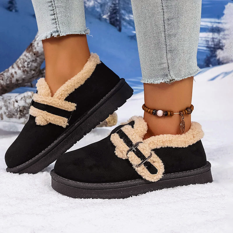 Women's Suede Slip-On Shoes - Sherpa Lined