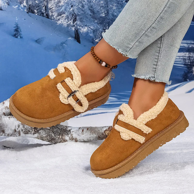 Women's Suede Slip-On Shoes - Sherpa Lined