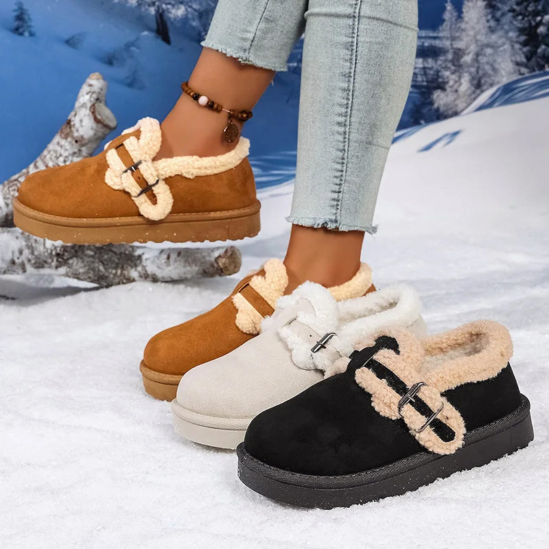 Women's Suede Slip-On Shoes - Sherpa Lined