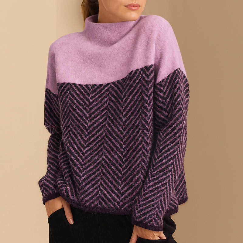 Chevron Turtleneck Sweater – Cozy Knitwear