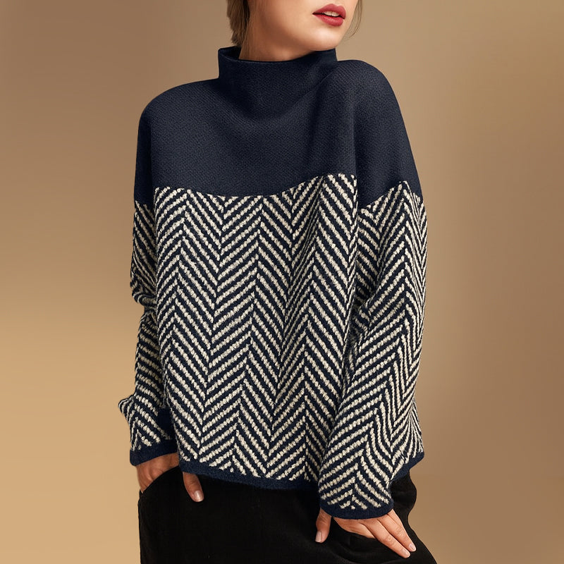Chevron Turtleneck Sweater – Cozy Knitwear