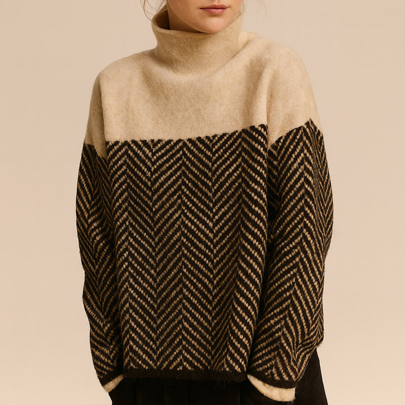 Chevron Turtleneck Sweater – Cozy Knitwear