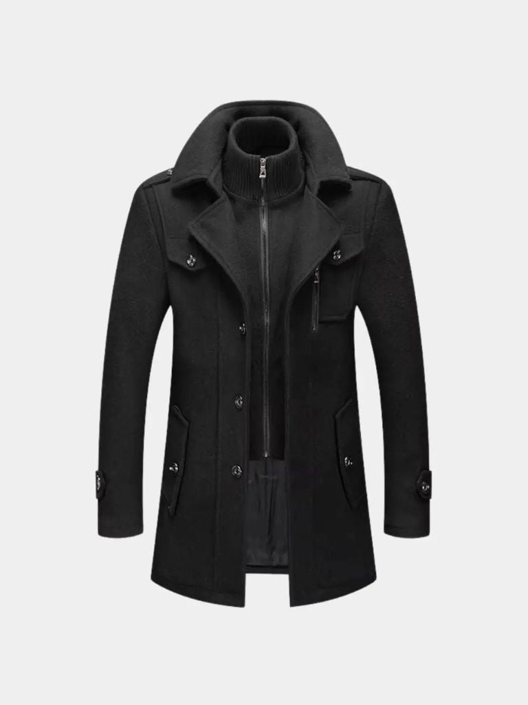 Black Wool Overcoat | Elegant Tailored Coat