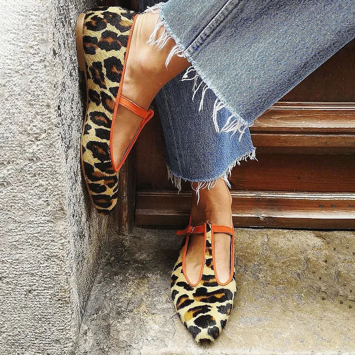 Leopard T-Strap Flats | Bold Animal Print