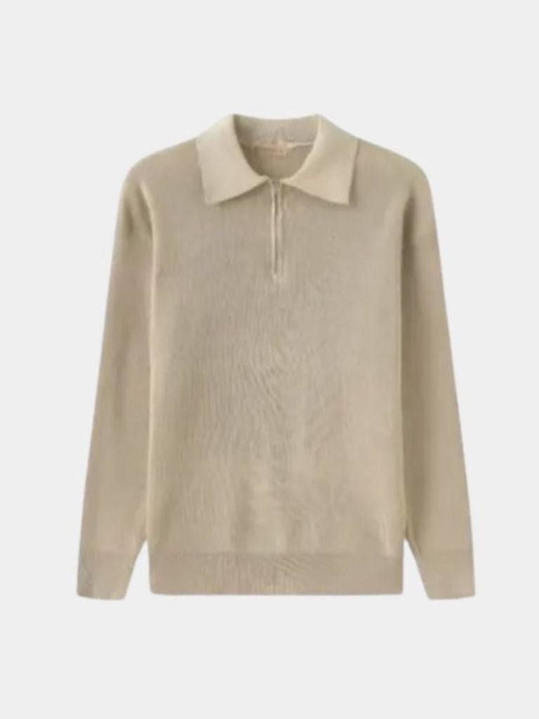 Casual Polo Sweater | Soft Cotton Pullover