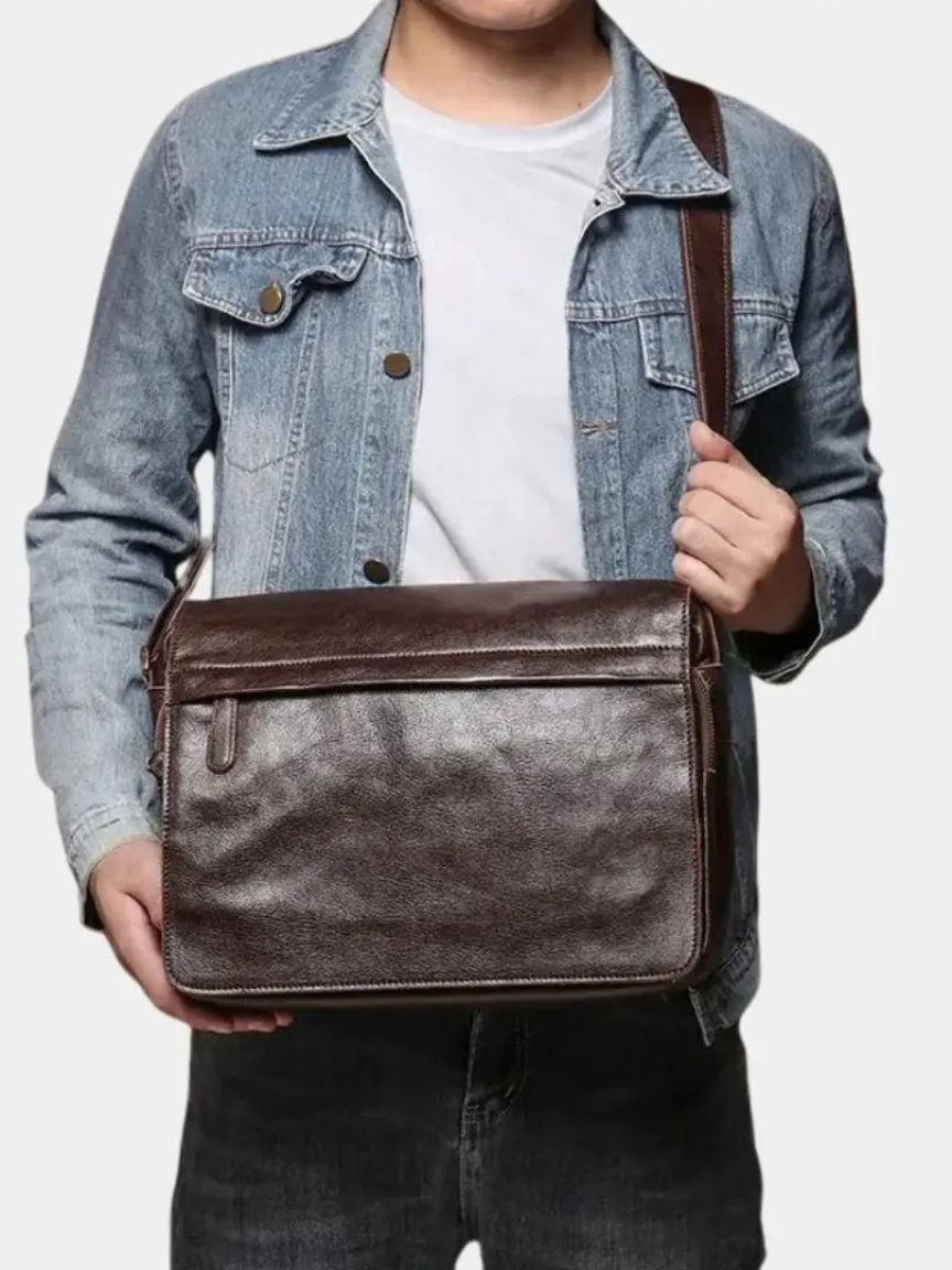Leather Messenger Bag - Classic Elegance