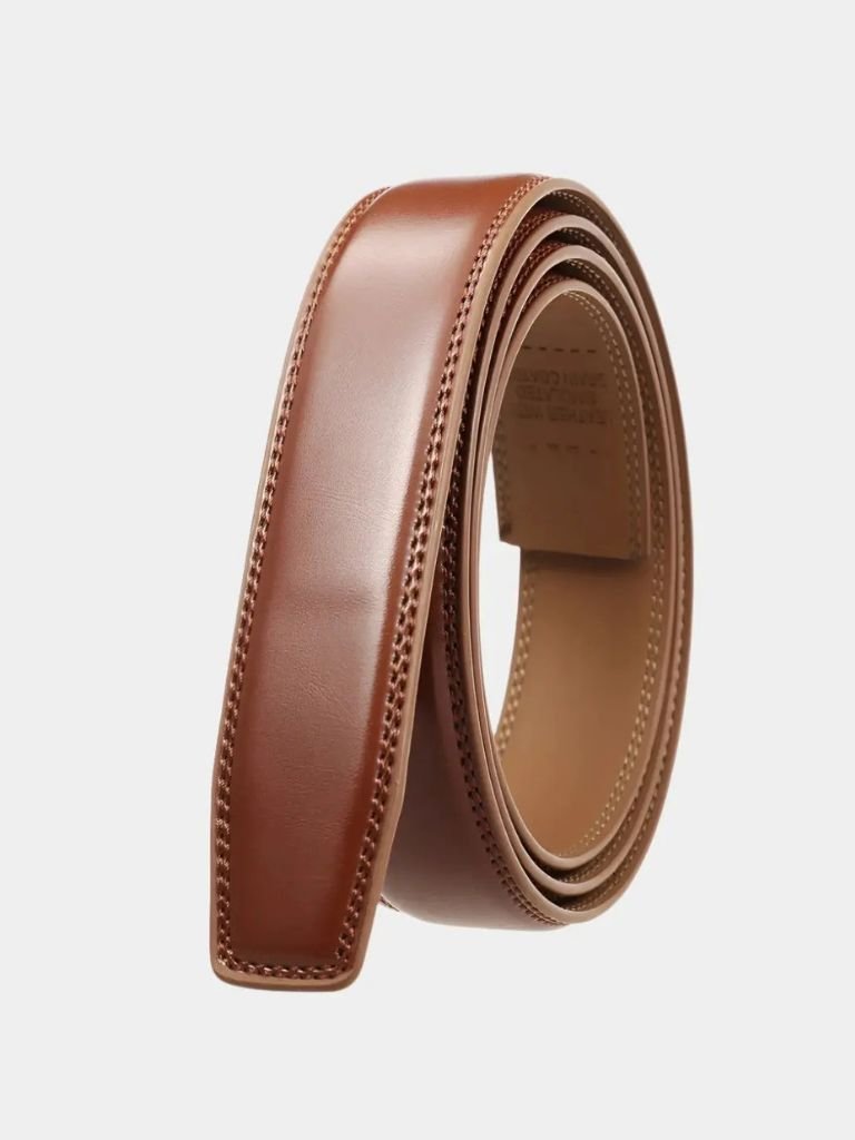 Leather Belt Without Buckle - Elegant Slim Strap