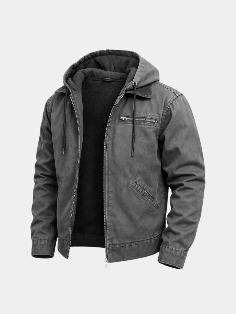 Hooded Work Jacket - Durable Utility Coat