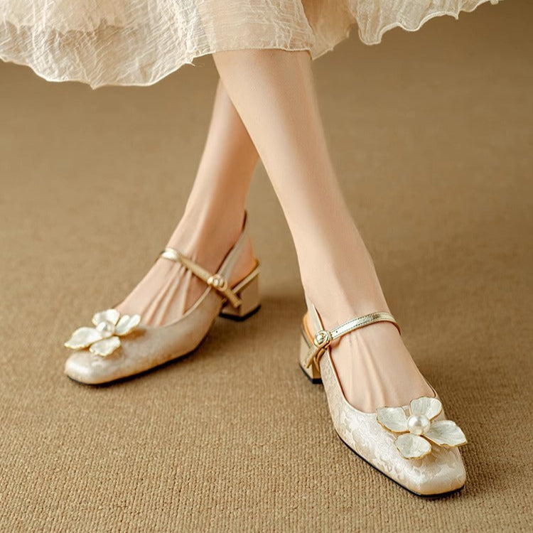 Genine Slingback Pumps – Elegant Pearl Floral