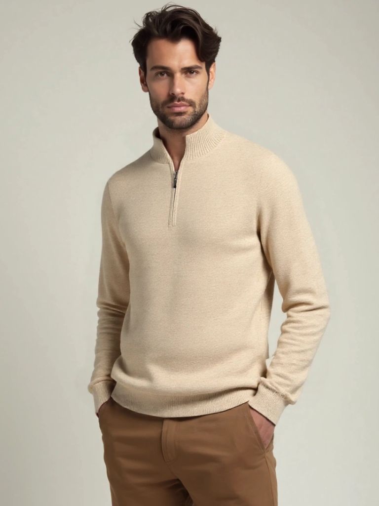Merino Half Zip Sweater – Lightweight Wool Knitwear by Viretti Milano