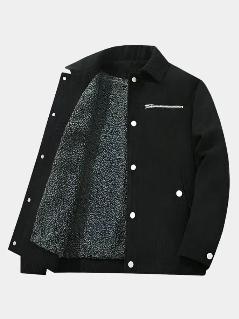 Corduroy Sherpa Jacket | Sleek Minimalist Winter Fashion