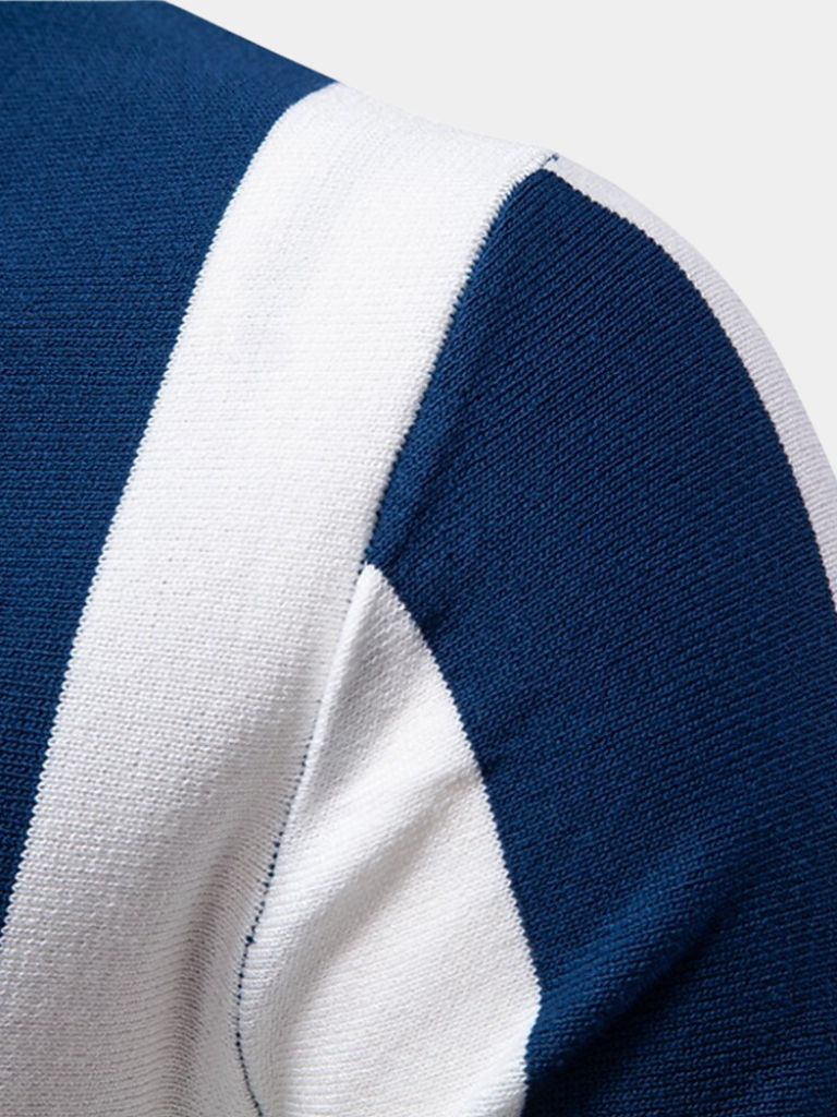 Navy Striped Polo Shirt | Breathable Cotton