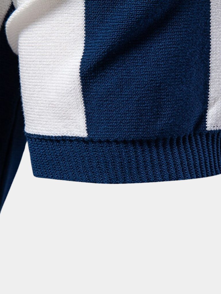 Navy Striped Polo Shirt | Breathable Cotton