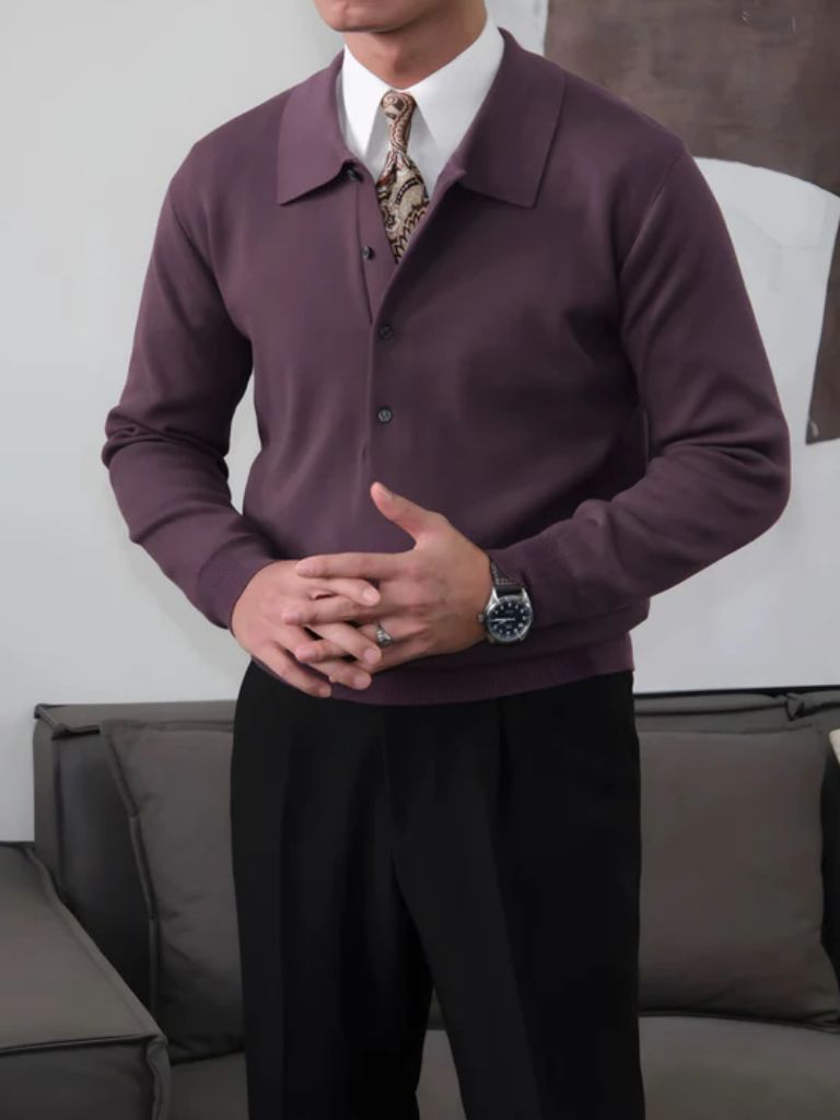 Knit Polo Pullover - Classic Luxury Sweater